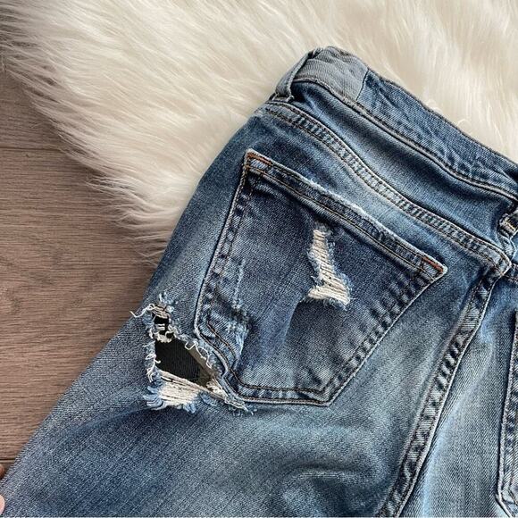 Zara Mid Rise Ripped Distressed Thrashed Denim Cigarette Jeans - Picture 7 of 9